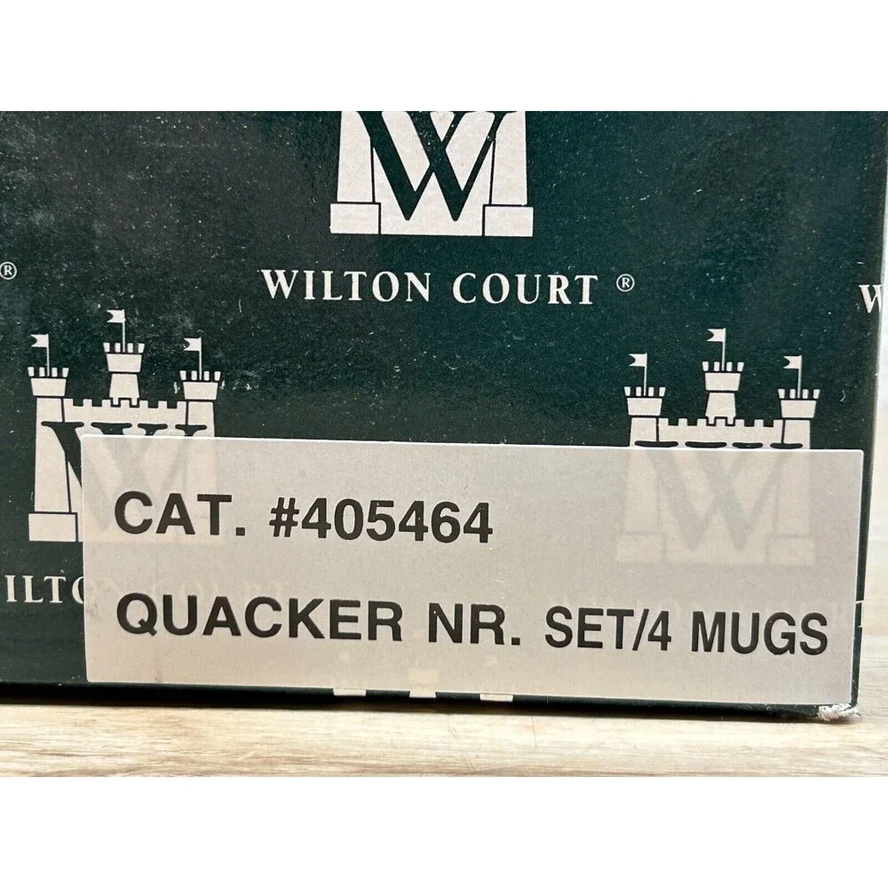 Vtg Wilton Court Quacker NR. Set Of 4 Porcelain Coffee Mugs NIB